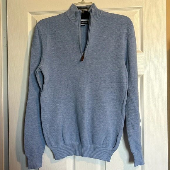 Club Room men’s blue quarter zip knit sweater size small - Picture 1 of 8
